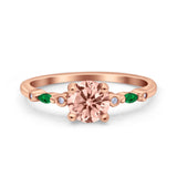 Vintage Style Round Bridal Wedding Engagement Ring Marquise Green Emerald Simulated Cubic Zirconia 925 Sterling Silver