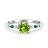 Vintage Style Round Bridal Wedding Engagement Ring Marquise Green Emerald Simulated Cubic Zirconia 925 Sterling Silver