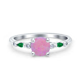 Vintage Style Round Bridal Wedding Engagement Ring Marquise Green Emerald Simulated Cubic Zirconia 925 Sterling Silver