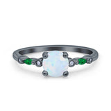 Vintage Style Round Bridal Wedding Engagement Ring Marquise Green Emerald Simulated Cubic Zirconia 925 Sterling Silver