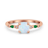 Vintage Style Round Bridal Wedding Engagement Ring Marquise Green Emerald Simulated Cubic Zirconia 925 Sterling Silver