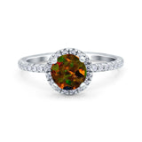 Halo Art Deco Engagement Wedding Bridal Ring Round Simulated Cubic Zirconia 925 Sterling Silver