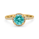 Halo Art Deco Engagement Wedding Bridal Ring Round Simulated Cubic Zirconia 925 Sterling Silver