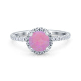Halo Art Deco Engagement Wedding Bridal Ring Round Simulated Cubic Zirconia 925 Sterling Silver