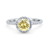 Halo Art Deco Engagement Wedding Bridal Ring Round Simulated Cubic Zirconia 925 Sterling Silver