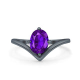 Simulated Cubic Zirconia V Art Deco Wedding Ring Oval 925 Sterling Silver