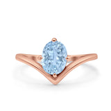 Simulated Cubic Zirconia V Art Deco Wedding Ring Oval 925 Sterling Silver