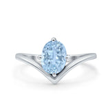 Simulated Cubic Zirconia V Art Deco Wedding Ring Oval 925 Sterling Silver