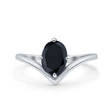 Simulated Cubic Zirconia V Art Deco Wedding Ring Oval 925 Sterling Silver