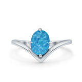 Simulated Cubic Zirconia V Art Deco Wedding Ring Oval 925 Sterling Silver