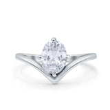 Simulated Cubic Zirconia V Art Deco Wedding Ring Oval 925 Sterling Silver