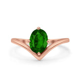 Simulated Cubic Zirconia V Art Deco Wedding Ring Oval 925 Sterling Silver