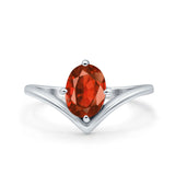 Simulated Cubic Zirconia V Art Deco Wedding Ring Oval 925 Sterling Silver