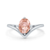 Simulated Cubic Zirconia V Art Deco Wedding Ring Oval 925 Sterling Silver