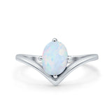 Simulated Cubic Zirconia V Art Deco Wedding Ring Oval 925 Sterling Silver