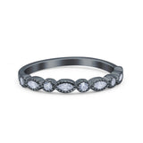 Half Eternity Band Marquise Round Simulated Cubic Zirconia 925 Sterling Silver (2.5mm)