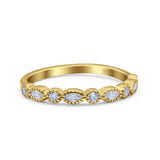 Half Eternity Band Marquise Round Simulated Cubic Zirconia 925 Sterling Silver (2.5mm)