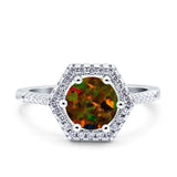 Art Deco Hexagon Wedding Bridal Ring Round Simulated Cubic Zirconia 925 Sterling Silver