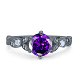 Vintage Style Round Bridal Wedding Engagement Ring Marquise Design Simulated Cubic Zirconia 925 Sterling Silver