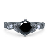 Vintage Style Round Bridal Wedding Engagement Ring Marquise Design Simulated Cubic Zirconia 925 Sterling Silver