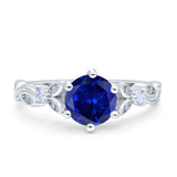 Vintage Style Round Bridal Wedding Engagement Ring Marquise Design Simulated Cubic Zirconia 925 Sterling Silver