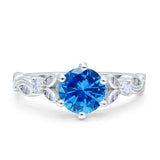 Vintage Style Round Bridal Wedding Engagement Ring Marquise Design Simulated Cubic Zirconia 925 Sterling Silver