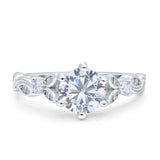Vintage Style Round Bridal Wedding Engagement Ring Marquise Design Simulated Cubic Zirconia 925 Sterling Silver