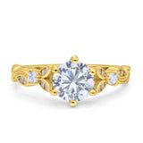 Vintage Style Round Bridal Wedding Engagement Ring Marquise Design Simulated Cubic Zirconia 925 Sterling Silver