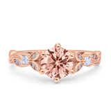 Vintage Style Round Bridal Wedding Engagement Ring Marquise Design Simulated Cubic Zirconia 925 Sterling Silver