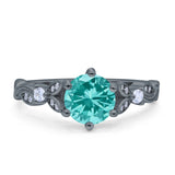 Vintage Style Round Bridal Wedding Engagement Ring Marquise Design Simulated Cubic Zirconia 925 Sterling Silver
