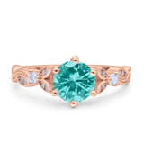 Vintage Style Round Bridal Wedding Engagement Ring Marquise Design Simulated Cubic Zirconia 925 Sterling Silver