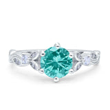 Vintage Style Round Bridal Wedding Engagement Ring Marquise Design Simulated Cubic Zirconia 925 Sterling Silver