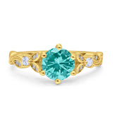 Vintage Style Round Bridal Wedding Engagement Ring Marquise Design Simulated Cubic Zirconia 925 Sterling Silver