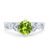 Vintage Style Round Bridal Wedding Engagement Ring Marquise Design Simulated Cubic Zirconia 925 Sterling Silver