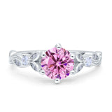 Vintage Style Round Bridal Wedding Engagement Ring Marquise Design Simulated Cubic Zirconia 925 Sterling Silver