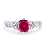 Vintage Style Round Bridal Wedding Engagement Ring Marquise Design Simulated Cubic Zirconia 925 Sterling Silver