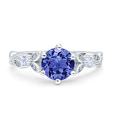 Vintage Style Round Bridal Wedding Engagement Ring Marquise Design Simulated Cubic Zirconia 925 Sterling Silver
