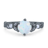 Vintage Style Round Bridal Wedding Engagement Ring Marquise Design Simulated Cubic Zirconia 925 Sterling Silver