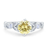 Vintage Style Round Bridal Wedding Engagement Ring Marquise Design Simulated Cubic Zirconia 925 Sterling Silver