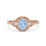 Art Deco Oval Vintage Style Bridal Wedding Engagement Ring Simulated Cubic Zirconia 925 Sterling Silver