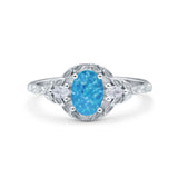 Art Deco Oval Vintage Style Bridal Wedding Engagement Ring Simulated Cubic Zirconia 925 Sterling Silver