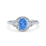 Art Deco Oval Vintage Style Bridal Wedding Engagement Ring Simulated Cubic Zirconia 925 Sterling Silver