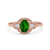 Art Deco Oval Vintage Style Bridal Wedding Engagement Ring Simulated Cubic Zirconia 925 Sterling Silver