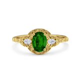 Art Deco Oval Vintage Style Bridal Wedding Engagement Ring Simulated Cubic Zirconia 925 Sterling Silver