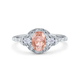 Art Deco Oval Vintage Style Bridal Wedding Engagement Ring Simulated Cubic Zirconia 925 Sterling Silver