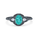 Art Deco Oval Vintage Style Bridal Wedding Engagement Ring Simulated Cubic Zirconia 925 Sterling Silver