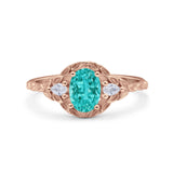 Art Deco Oval Vintage Style Bridal Wedding Engagement Ring Simulated Cubic Zirconia 925 Sterling Silver