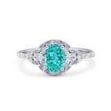 Art Deco Oval Vintage Style Bridal Wedding Engagement Ring Simulated Cubic Zirconia 925 Sterling Silver