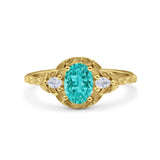 Art Deco Oval Vintage Style Bridal Wedding Engagement Ring Simulated Cubic Zirconia 925 Sterling Silver