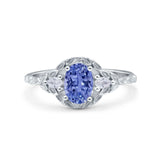 Art Deco Oval Vintage Style Bridal Wedding Engagement Ring Simulated Cubic Zirconia 925 Sterling Silver